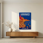 Dev Deepawali Varanasi art print unframed on a living room wall