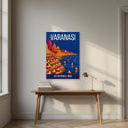 Dev Deepawali Varanasi art print above a desk