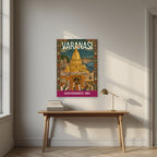 Kashi Vishwanath Varanasi art print above a desk