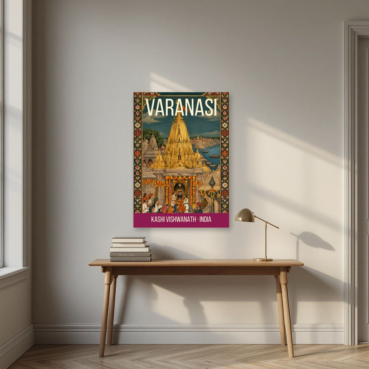 Kashi Vishwanath Varanasi art print above a desk