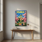 Hanami at the Castle — Japan Cherry Blossom Season art print, on slim canvas, styled in a desk