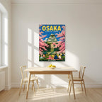 Hanami at the Castle — Japan Cherry Blossom Season art print, unframed poster, styled in a kitchen