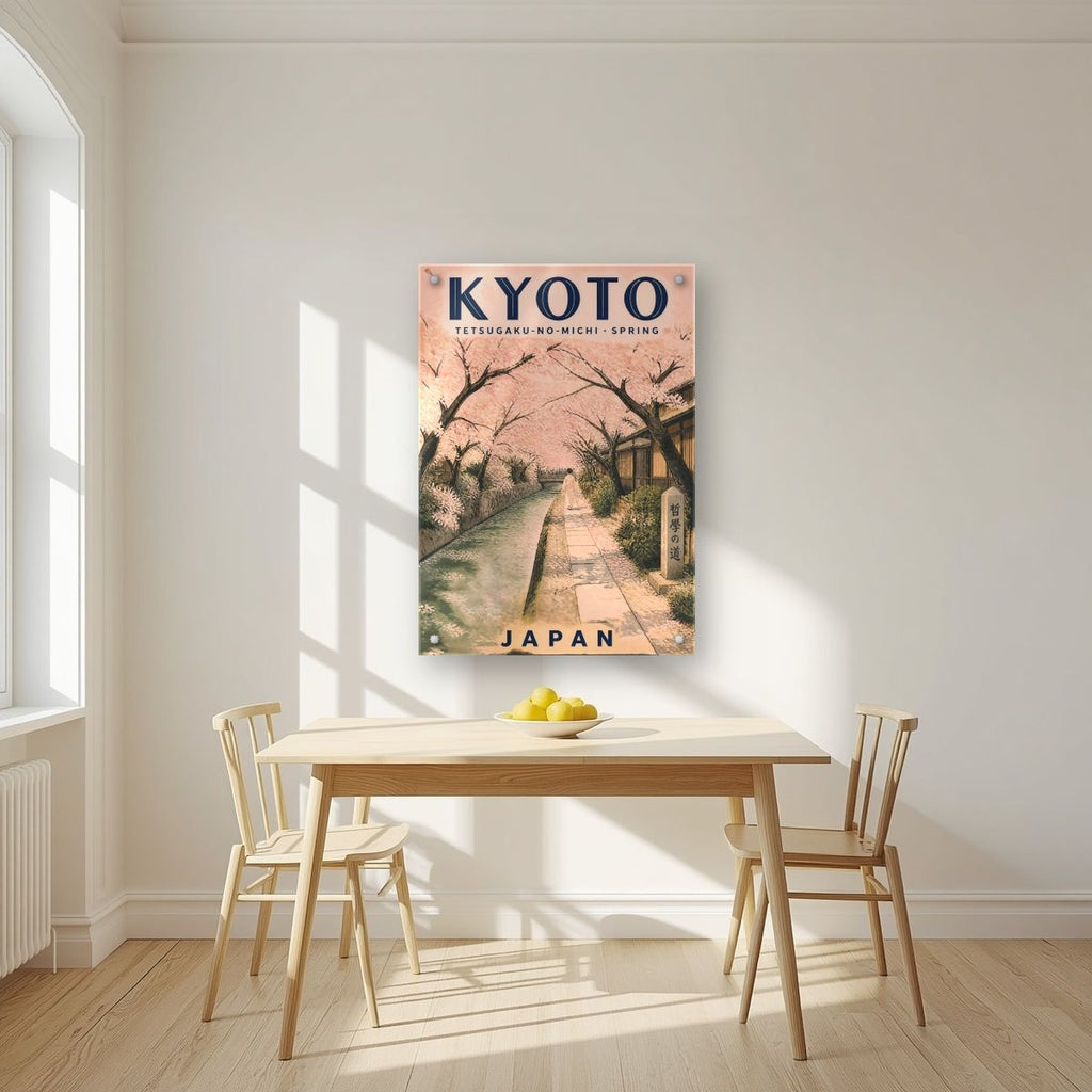 Tetsugaku no Michi — Japan Cherry Blossom Season art print, as an acrylic print, styled in a kitchen