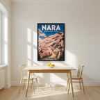 Yoshinoyama Senbonzakura — Japan Cherry Blossom Season art print, in a black frame, styled in a kitchen