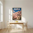 Yoshinoyama Senbonzakura — Japan Cherry Blossom Season art print, in an oak frame, styled in a kitchen