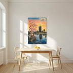 Kofuku-ji Sakura — Nara art print, unframed poster, styled in a kitchen