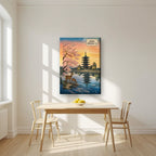 Kofuku-ji Sakura — Nara art print, on slim canvas, styled in a kitchen