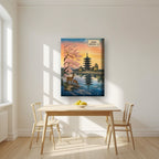 Kofuku-ji Sakura — Nara art print, on thick canvas, styled in a kitchen