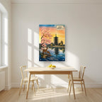 Kofuku-ji Sakura — Nara art print, as an acrylic print, styled in a kitchen