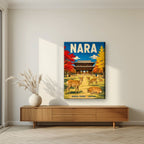 Momiji Park — Nara art print, on slim canvas, styled in a living room