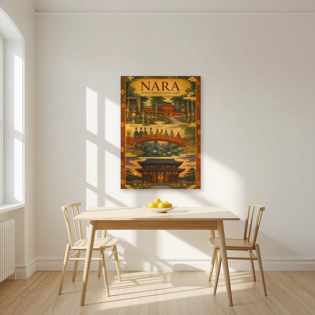 Sando Triptych — Nara art print, unframed poster, styled in a kitchen