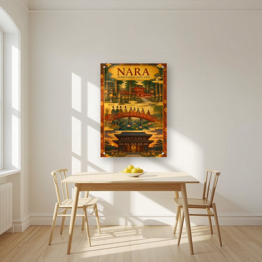 Sando Triptych — Nara art print, as an acrylic print, styled in a kitchen
