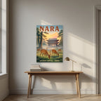 Shika no Asa — Nara art print, unframed poster, styled in a desk