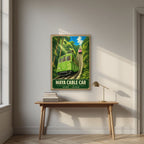 Maya Cable Car — Kobe art print, in an oak frame, styled in a desk