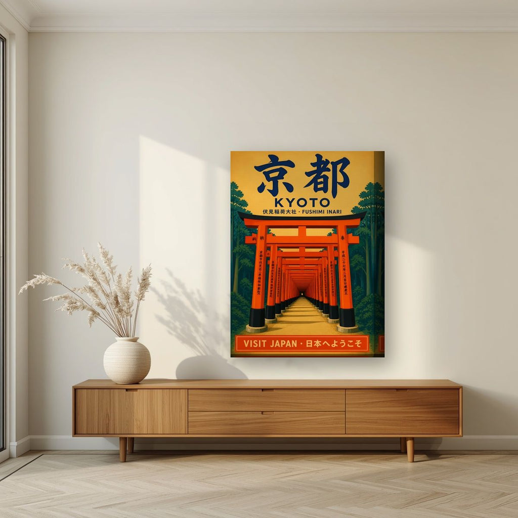 Fushimi Inari — Kyoto art print, on thick canvas, styled in a living room