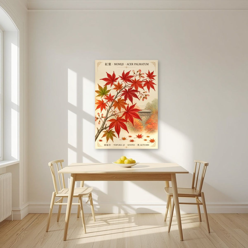 Momiji — Kyoto art print, unframed poster, styled in a kitchen