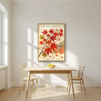 Momiji — Kyoto art print, in an oak frame, styled in a kitchen