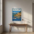 Bellagio — Lake Como art print, unframed poster, styled in a desk