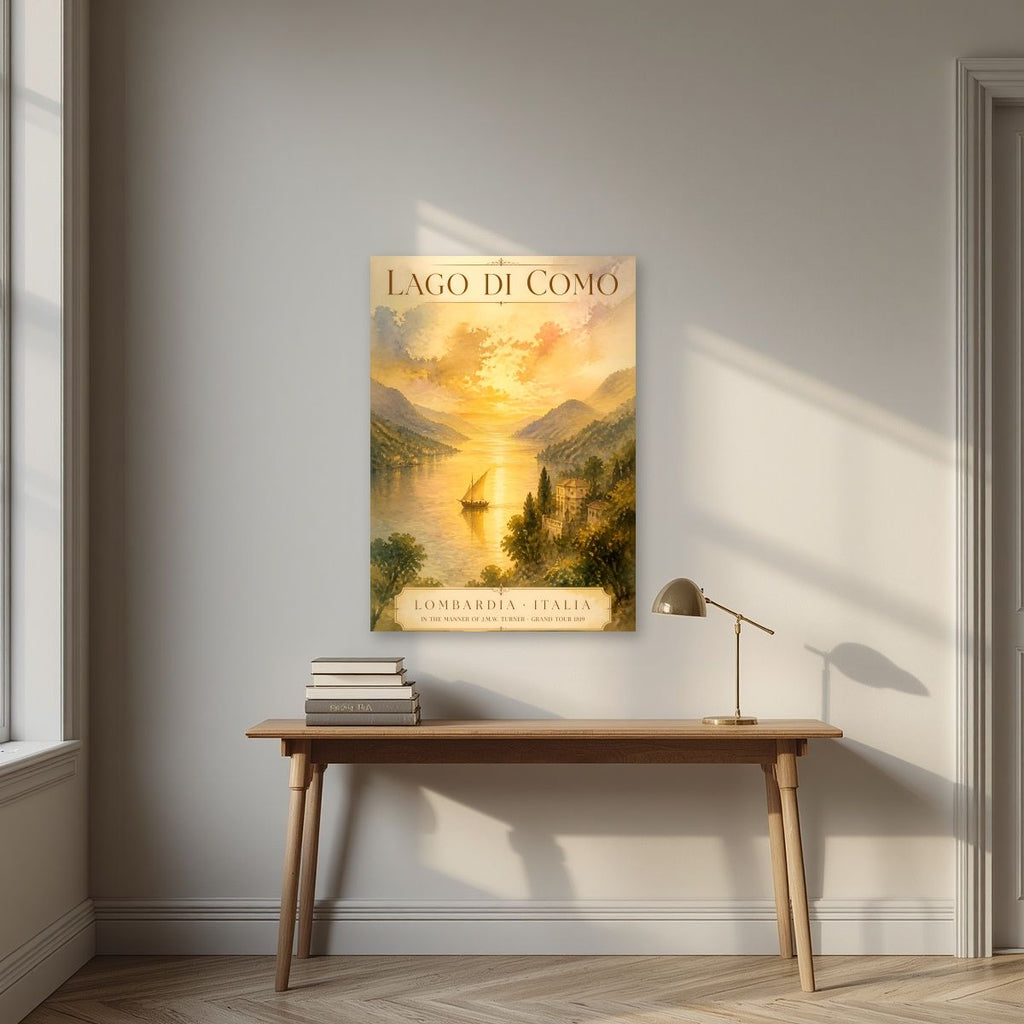 Grand Tour 1819 — Lake Como art print, unframed poster, styled in a desk