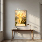 Grand Tour 1819 — Lake Como art print, in an oak frame, styled in a desk