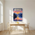 L'Alba Sul Lago — Lake Como art print, as an acrylic print, styled in a kitchen