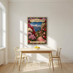 Villa Carlotta — Lake Como art print, in an oak frame, styled in a kitchen