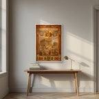 Heliopolis — Baalbek art print, in a white frame, styled in a desk