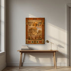 Heliopolis — Baalbek art print, on slim canvas, styled in a desk