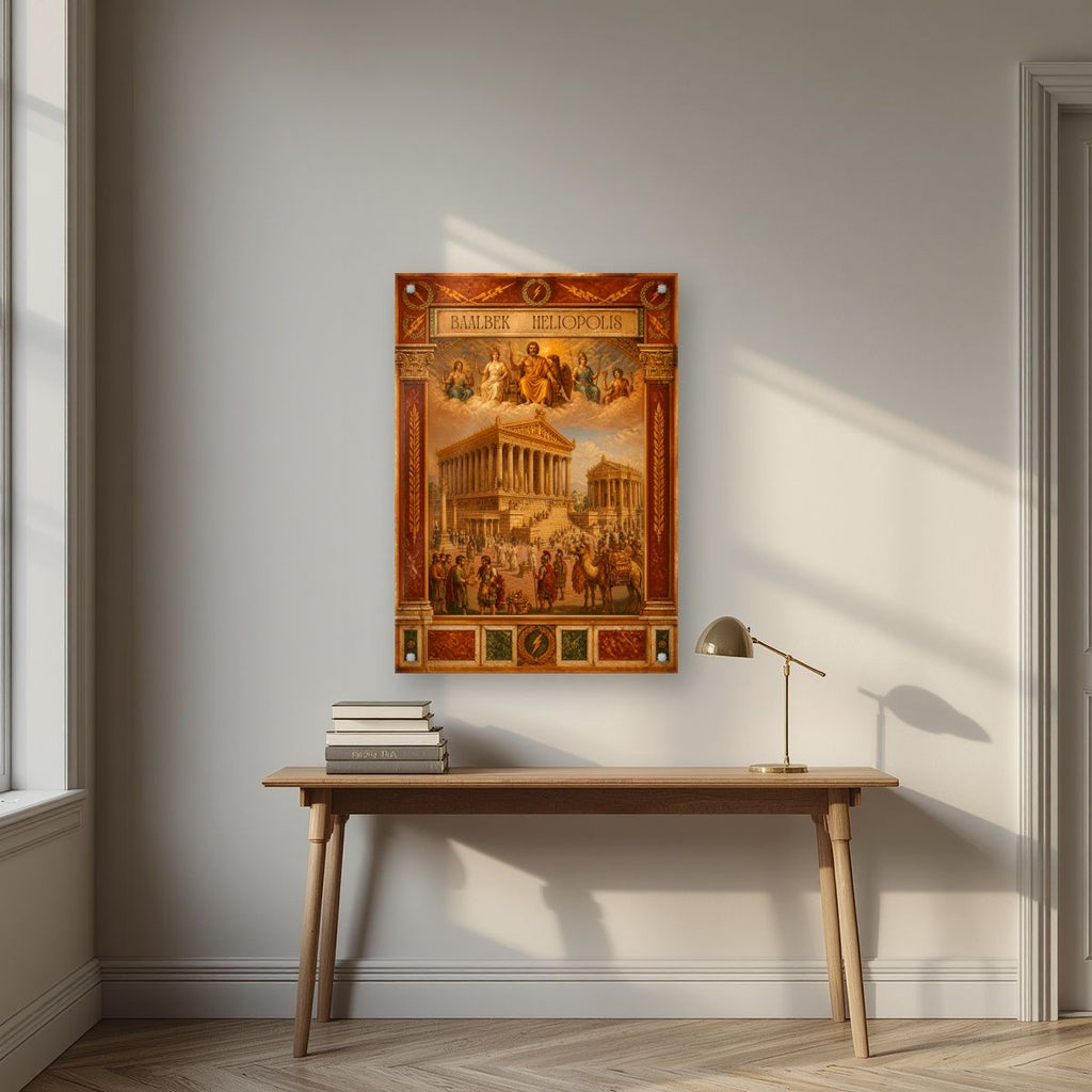 Heliopolis — Baalbek art print, as an acrylic print, styled in a desk