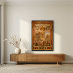 Heliopolis — Baalbek art print, in a black frame, styled in a living room