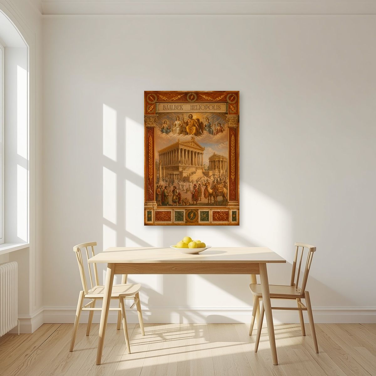 Heliopolis — Baalbek art print, unframed poster, styled in a kitchen