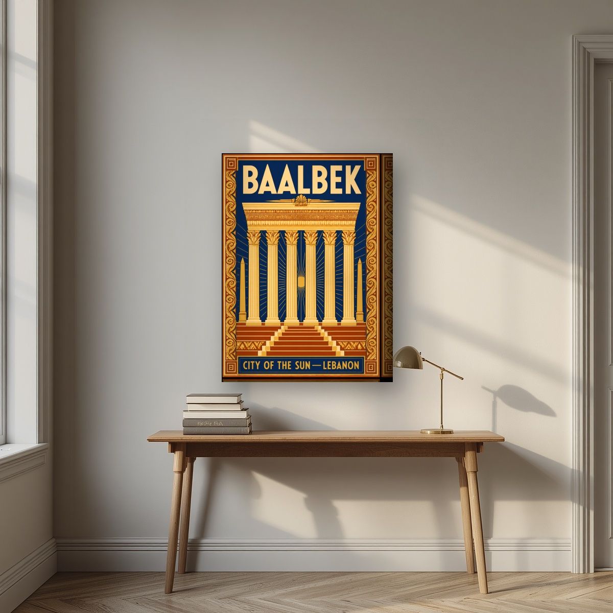 Madinat al-Shams — Baalbek art print, on thick canvas, styled in a desk