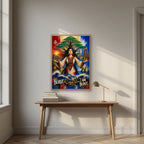 Bint al Arz — Beirut art print, in an oak frame, styled in a desk