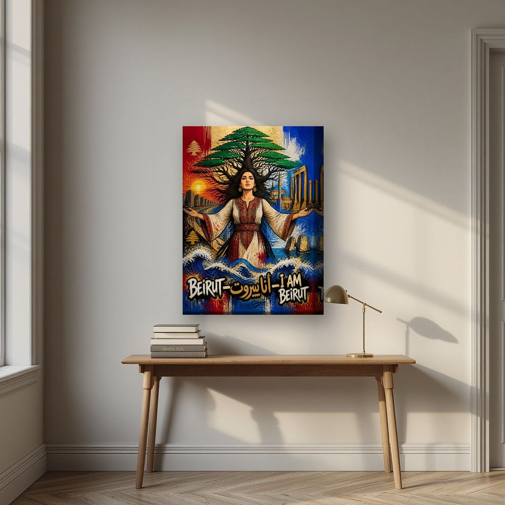 Bint al Arz — Beirut art print, on thick canvas, styled in a desk