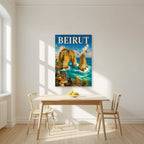 Cafe Raouche — Beirut art print, unframed poster, styled in a kitchen