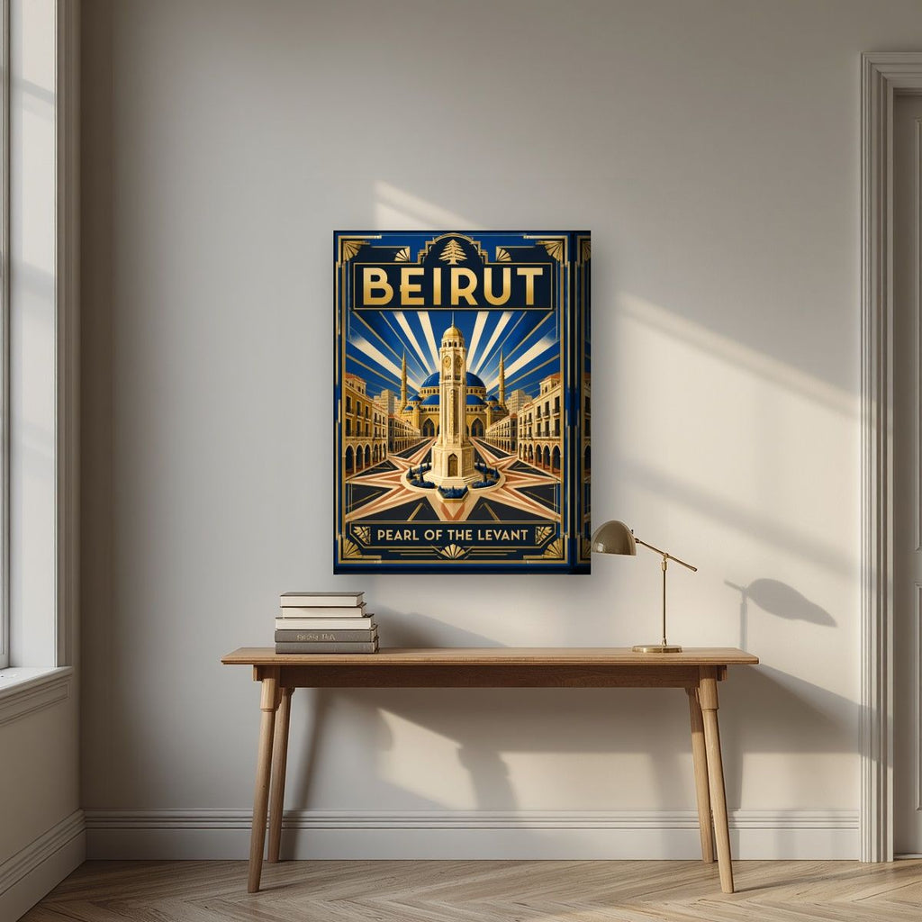 Sahet el Nejmeh — Beirut art print, on thick canvas, styled in a desk