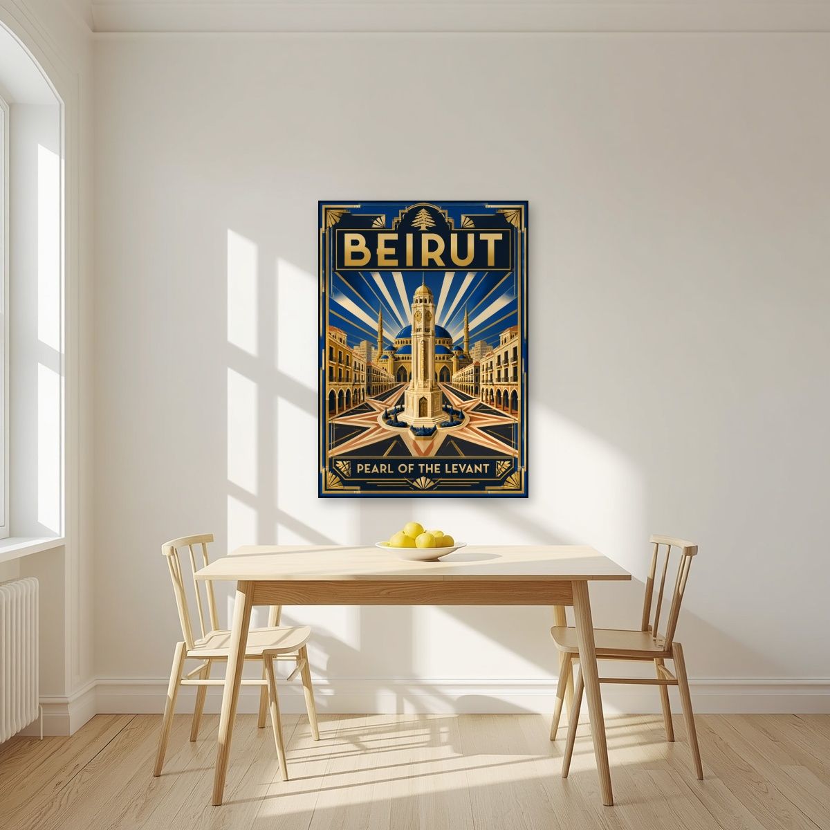 Sahet el Nejmeh — Beirut art print, unframed poster, styled in a kitchen