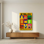 Cradle of the Alphabet — Byblos art print, on slim canvas, styled in a living room