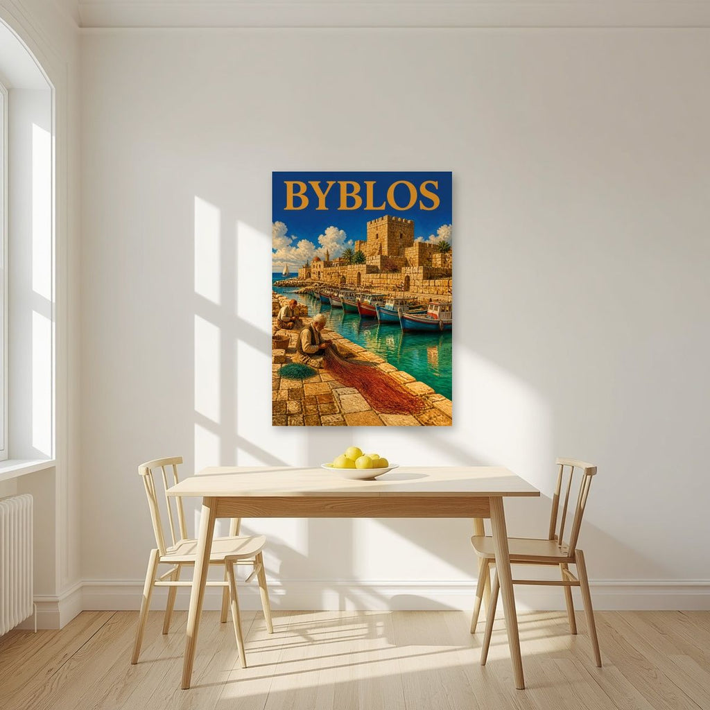 Fishermen's Quay — Byblos art print, unframed poster, styled in a kitchen