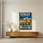 Jbeil Harbour — Byblos art print, on slim canvas, styled in a living room