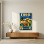 Jbeil Harbour — Byblos art print, as an acrylic print, styled in a living room