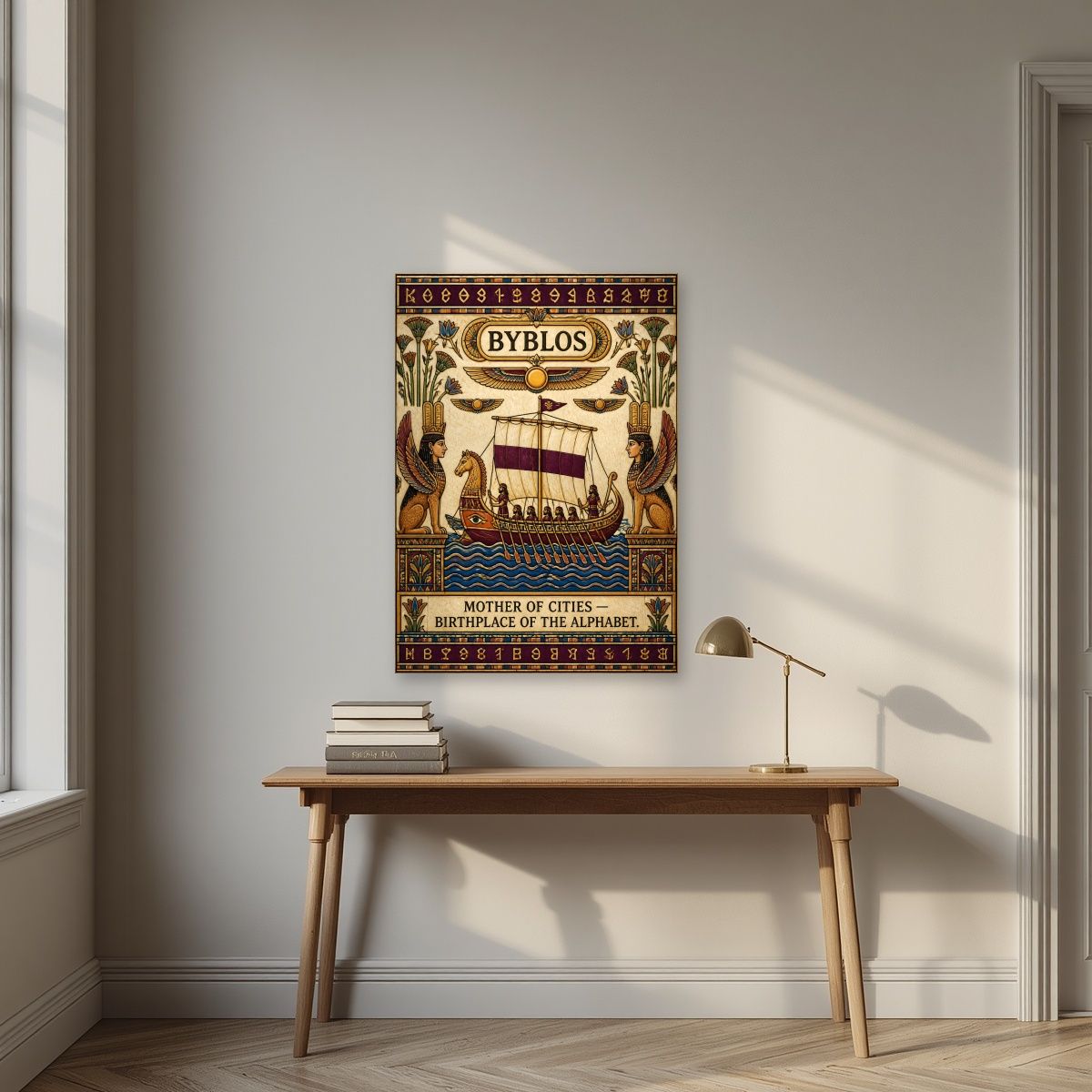 Mother of Cities — Byblos art print, unframed poster, styled in a desk