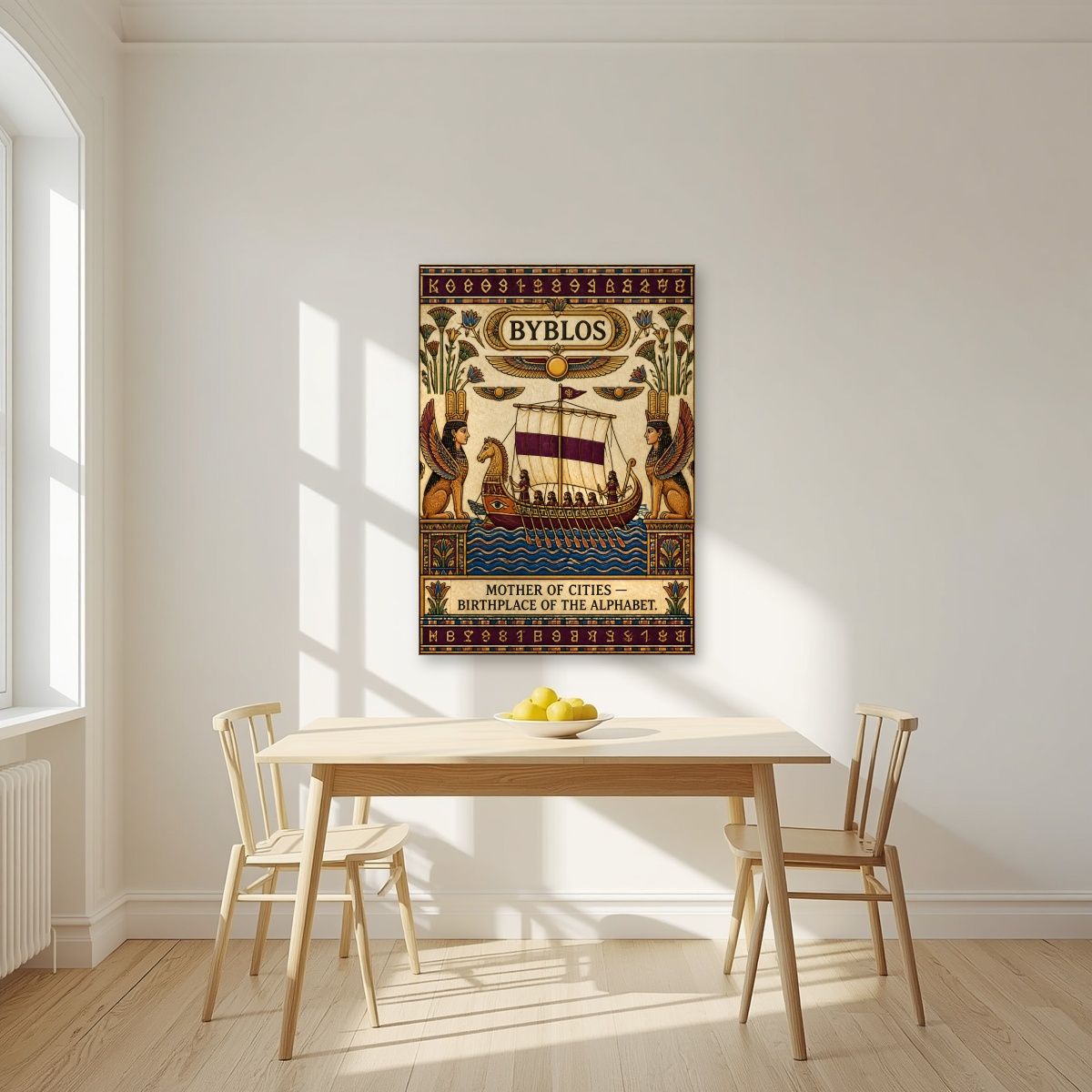 Mother of Cities — Byblos art print, unframed poster, styled in a kitchen