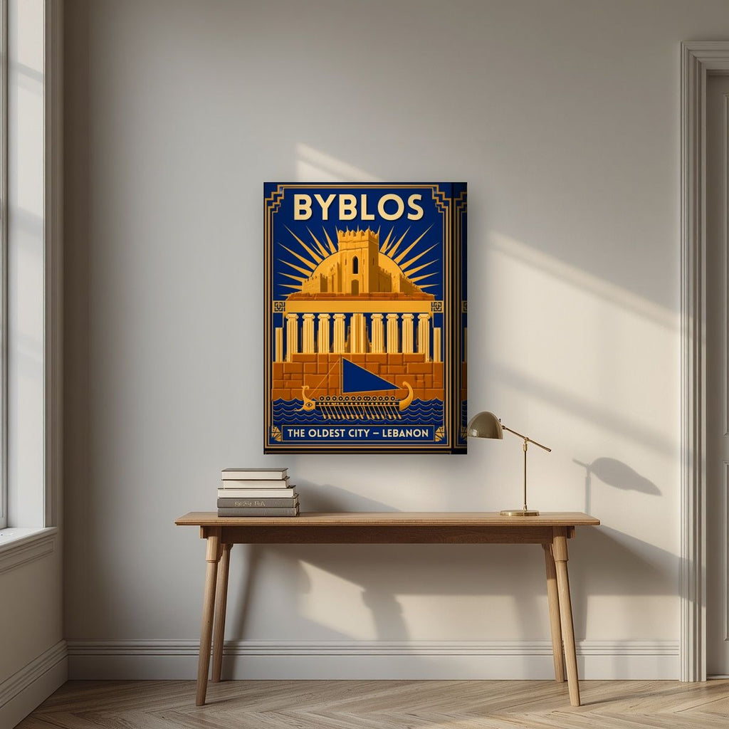 Phoenician Sail — Byblos art print, on thick canvas, styled in a desk