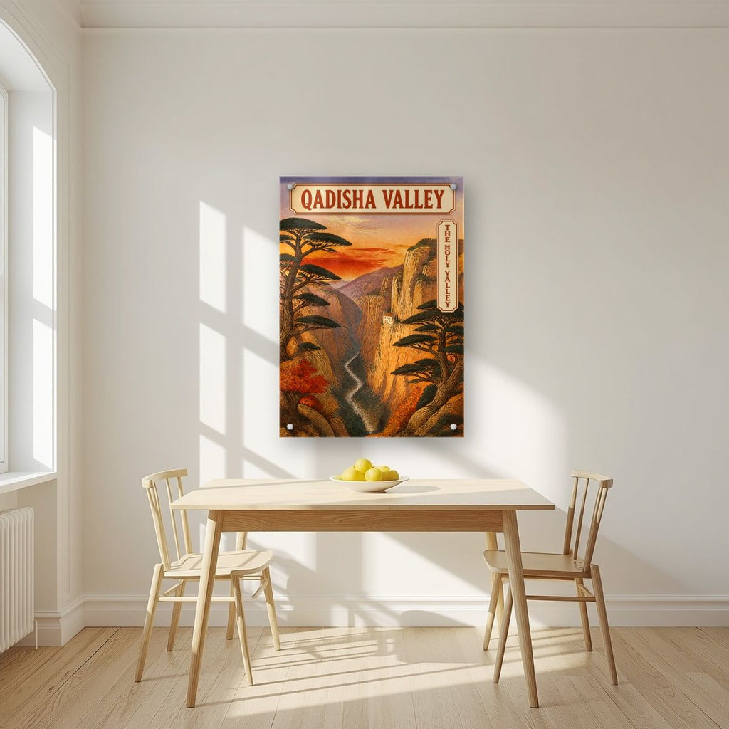 Wadi Qadisha — Cedars of God art print, as an acrylic print, styled in a kitchen