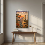 Wadi Qadisha — Cedars of God art print, in a black frame, styled in a desk