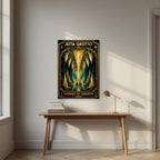Cathedral of Stone — Jeita Grotto art print, unframed poster, styled in a desk