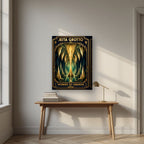 Cathedral of Stone — Jeita Grotto art print, on thick canvas, styled in a desk