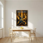 Mirror of the Deep — Jeita Grotto art print, in an oak frame, styled in a kitchen