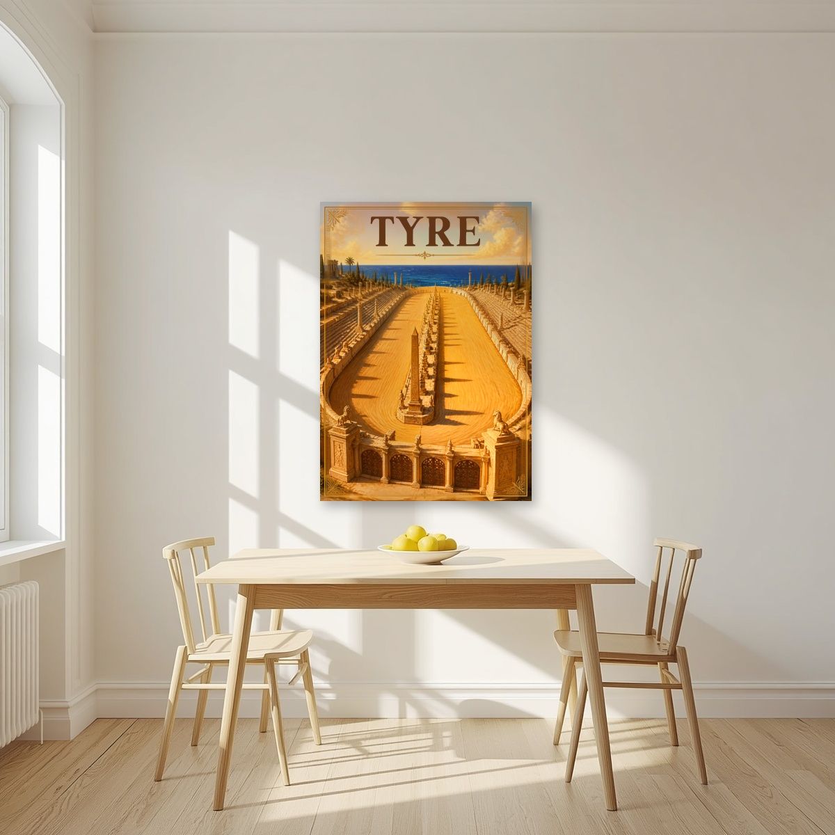 Al-Maydan — Tyre art print, unframed poster, styled in a kitchen